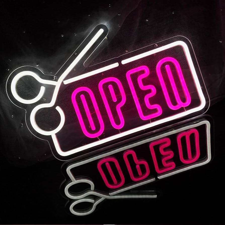 ネオンサイン Barber Shop Open オープン 美容院 室内装飾 Neon Sign Open Light Sign Hair Salon Front Window Decoration