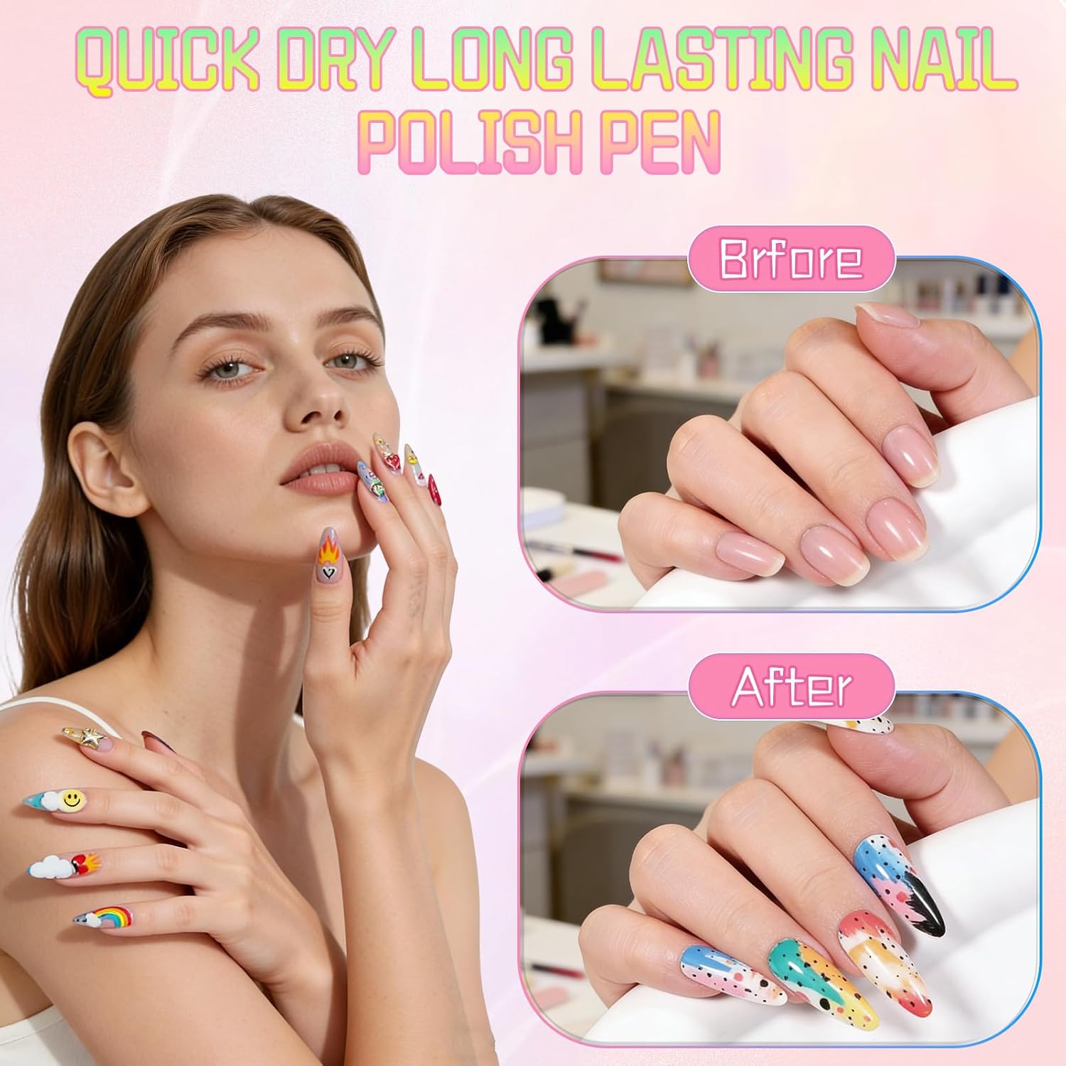 Waterproof Nail Art Pen, 12 Colors Nail Art Marker Pens Set, 0.5mm Precision Tip, Quick-drying Pen, DIY Nails Art Design for Nail Painting, and Artistic Decorations