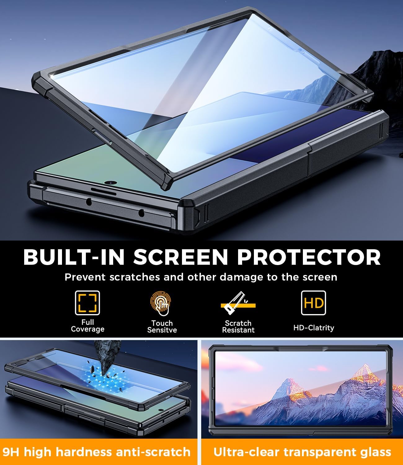 Magnetic for Samsung Z-Fold-7 Case: Heavy Duty Armor Phone Case [Compatible with MagSafe][Hinge Protection][Dual Kickstand] Shockproof TPU+PC Cover for Galaxy zfold 7 5G 2025 Black