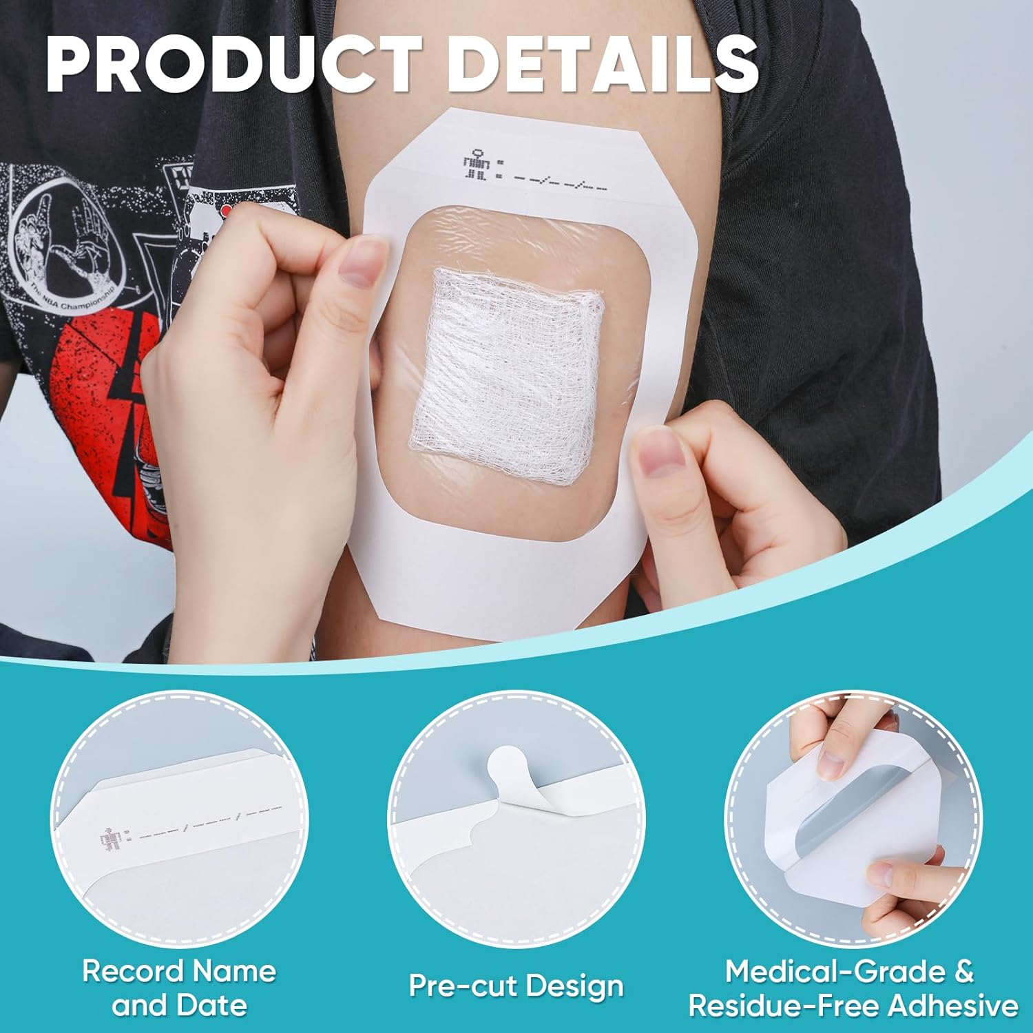 40 Packs Transparent Film Dressing 4" x 4.75", Waterproof Bandages for Swimming, Post Surgical, Showering, Wounds, Tattoo Aftercare Bandage, Adhesive Patches for CGM, Insulin Pump - Image 2