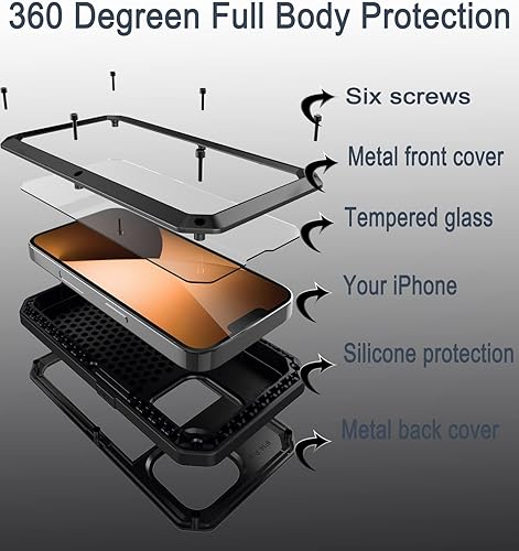 Miniatura 2 de CarterLily - Funda para iPhone 14 Pro Max, cuerpo completo, a prueba de golpes, resistente al polvo, impermeable, aleación de aluminio, funda de
