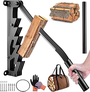 2025 New Wall Mounted Kindling Splitter, Metal Manual Fire Wood Kindling Splitter with Extended Handle, Portable Log Splitter for Indoor and Outdor Use