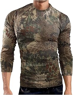 BEUU Camo Quick-drying Compression T-shirts for Mens, Fall Long Sleeve Sports Fit Hiking Camping Breathable Tee Tops