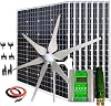 1300 Watts Wind Solar Powered System Hybrid Kit: 400W Wind Turbine Generator + 8pcs 120W Monocrystalline Solar Panel for Homes Boat Charge Battery 24V