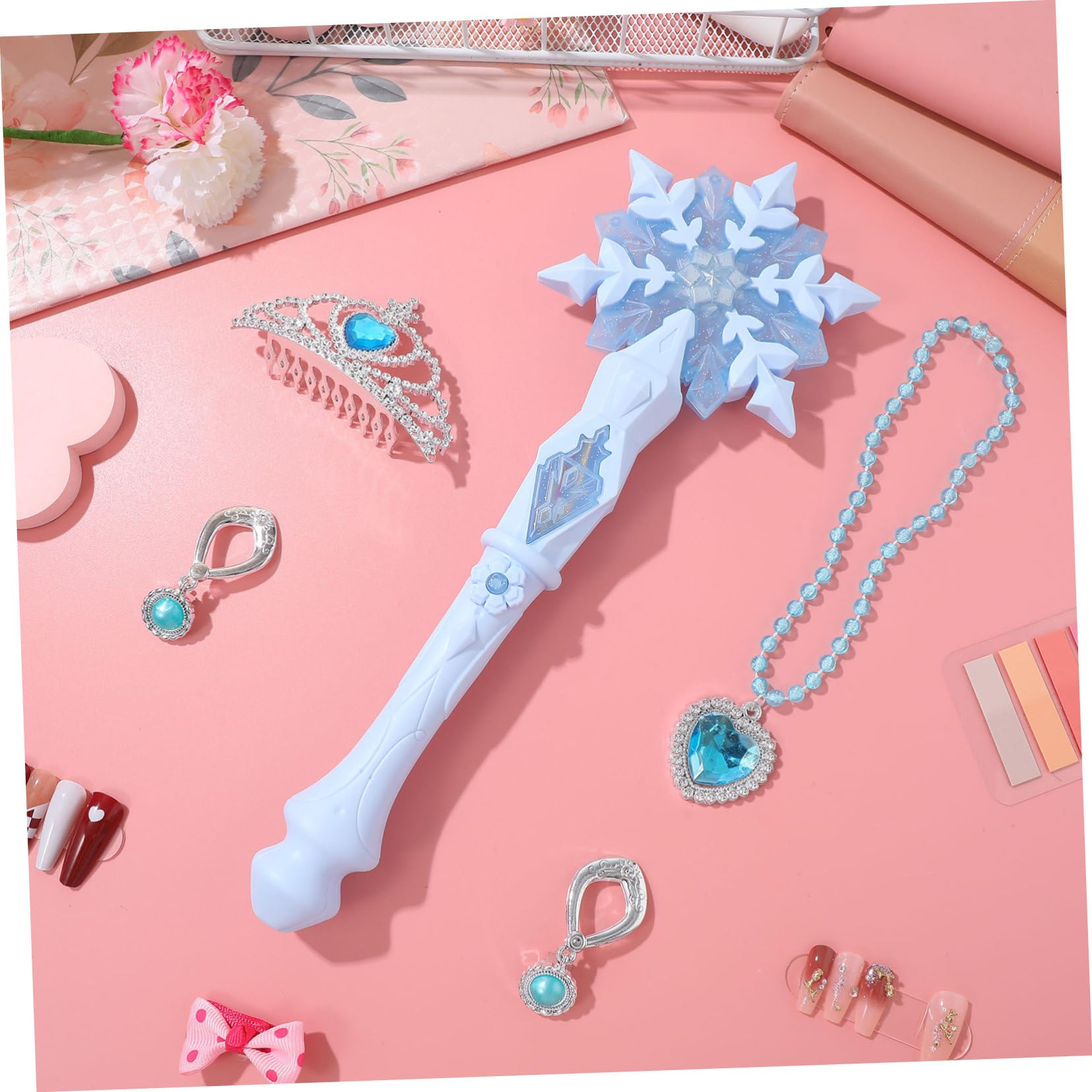 1 Pezzo Bastone Luminoso Per Bambina Con Effetto Luminoso e Durata Lunga Gioco Divertente e Resistente Per Feste Natalizie e Serate Design Tema Christmas Blu Sfumato Regalo Per