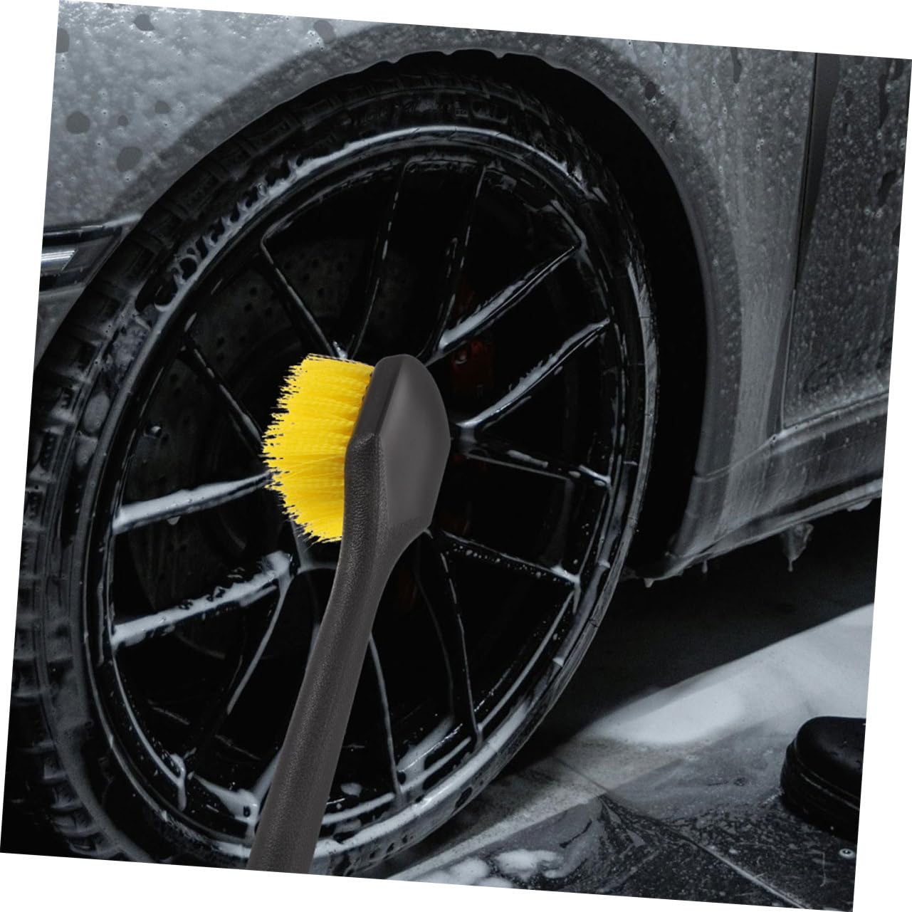 Set di 2 Spazzole per Cerchi Auto Manico Lungo Spazzole per Pneumatici Setole Dure Strumenti per Dettagli Auto per Lavaggio Ruote E Pneumatici