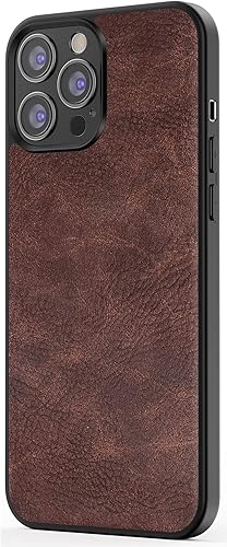 Miniatura 8 de SALAWAT Compatible con iPhone 13 Pro Max, funda delgada de piel sintética vintage a prueba de golpes, ligera, de poliuretano termoplástico suave,