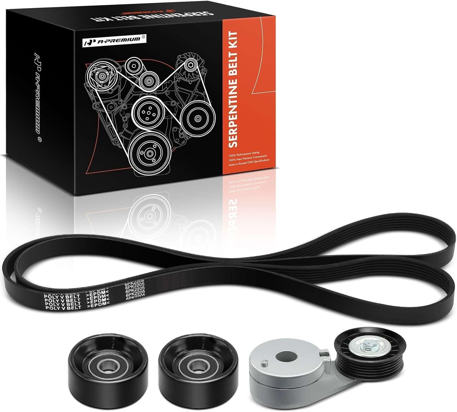 A-Premium Engine Serpentine Belt Drive Kit with Tensioner & Idler Pulley Compatible with Chevy, Olds. & Pontiac Vehicles - Malibu 97-00, Alero 99-01, Cutlass 97-99, Grand Am 99-01 - OHV V6 3.1L 3.4L