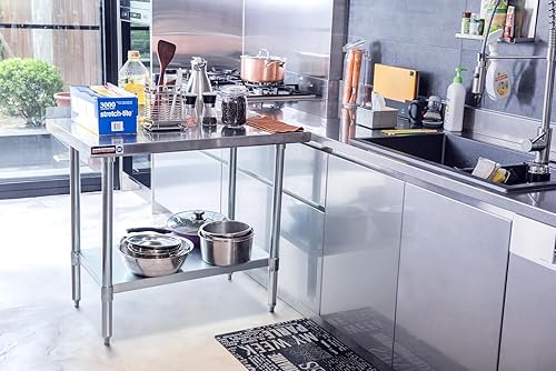Vista 137 de DuraSteel - Mesa de acero inoxidable de 24 x 36 pulgadas, para preparación de alimentos, carrito de metal, mesa de trabajo comercial con ruedas