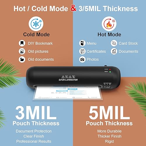 Miniatura 5 de Laminadora máquina laminadora térmica fría de 9 pulgadas con 20 hojas de laminación para profesores mini kit de laminación personal 6 en 1 con