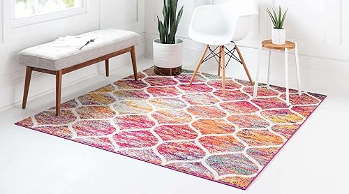 Miniatura 387 de Rugs.com Lattice Frieze Collection Alfombra – 4 x 6 pies, alfombra mediana negra perfecta para salas de estar, comedores grandes, planos abiertos