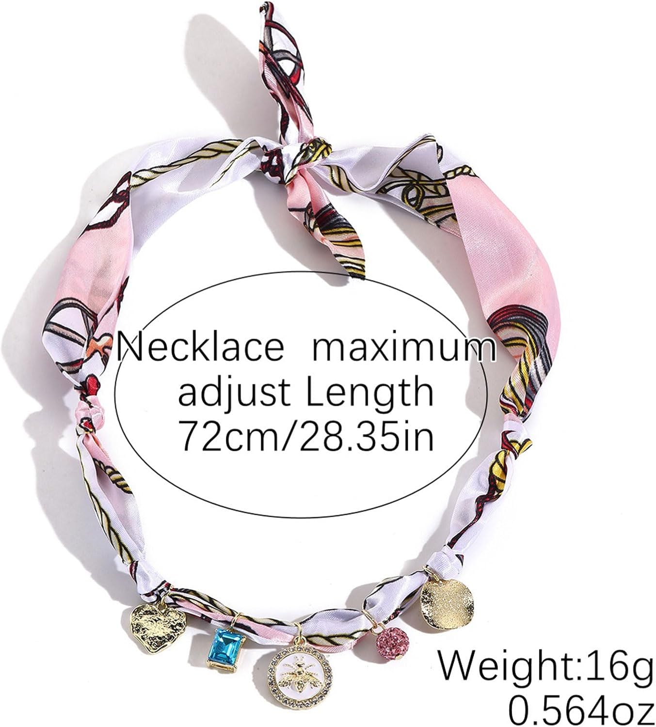 Scarf Necklace with Charm for Women Gold Coin Bow Flower Star Chunky Heart Scarf Charm Necklace Adjustable Leopard Choker Necklace Boho Beach Jewelry Gifts for Women - Image 4