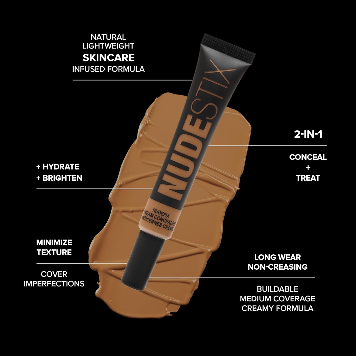 Nudestix NUDEFIX Cream Concealer – Hydrating, Buildable Liquid Concealer for Dark Circles, Redness & Blemishes | Skincare-Infused, Natural Finish | Clean, Vegan & Fragrance-Free - Image 6