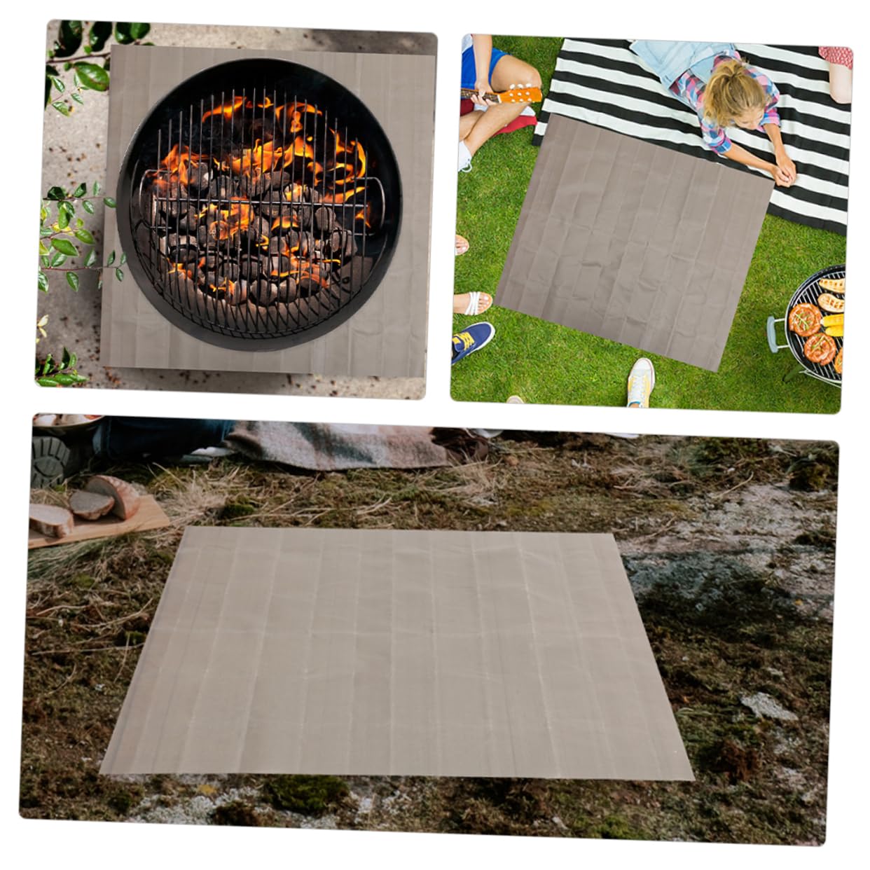 GANAZONO 2Pcs Fireproof Grill Mat Durable Fire Pit Protector for Outdoor BBQ Heat Resistant Cushion for Camping Patio Use Multi Function Fireproofing Pad