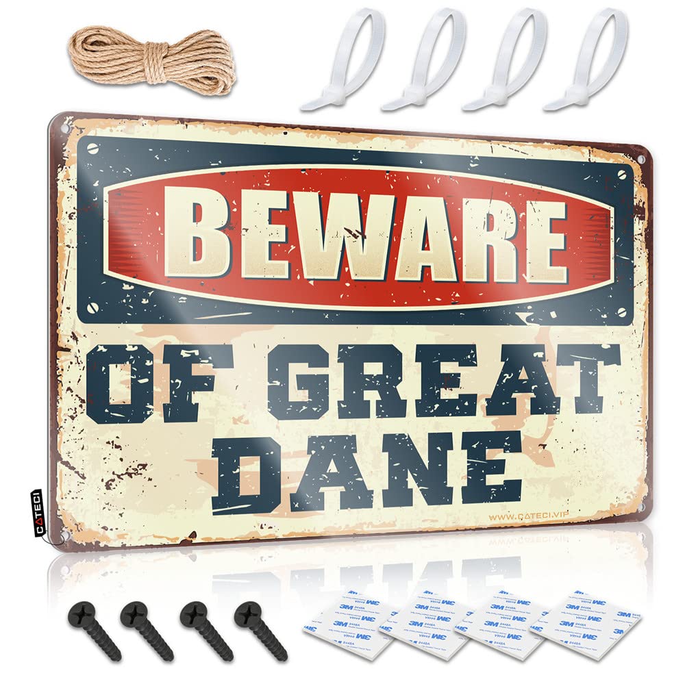 HELIOFORGE Metal Signs Decor Beware Of Great Dane Sign Beer Signs For Bar Room Door Decor(30X40CM)