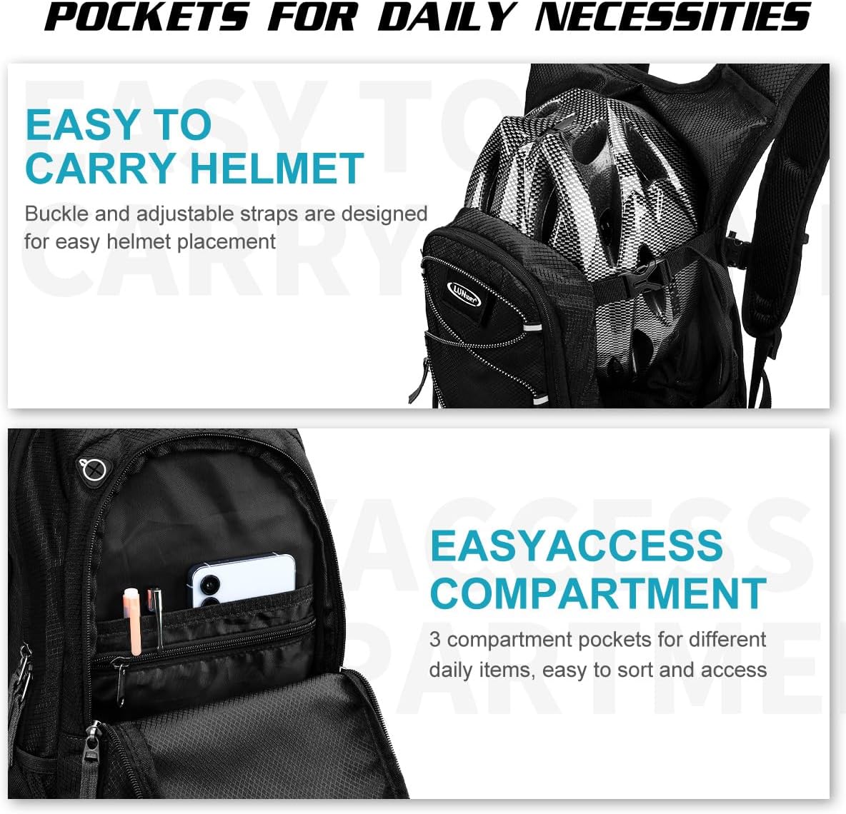 Hydration Backpack with 3L Water Bladder, Insulated Running Hydration Pack Hydropack, Lightweight Water Backpack for Hiking Cycling Camping Biking for Men Women - Image 4