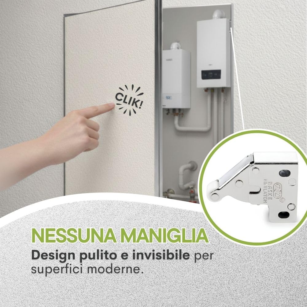 4 pz. Meccanismi push pull modello mini Latch – originali BASKE - clic clac per botole e sportelli di ispezione – scrocco a molla (4 pz.)