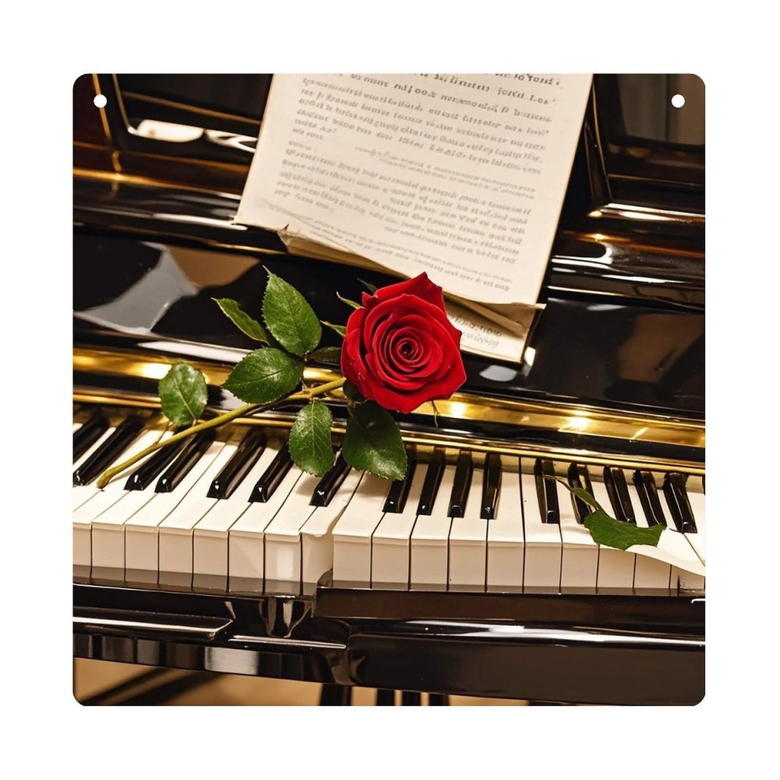 Red Rose on Piano Hanging Ornament Wall Decor Pendant