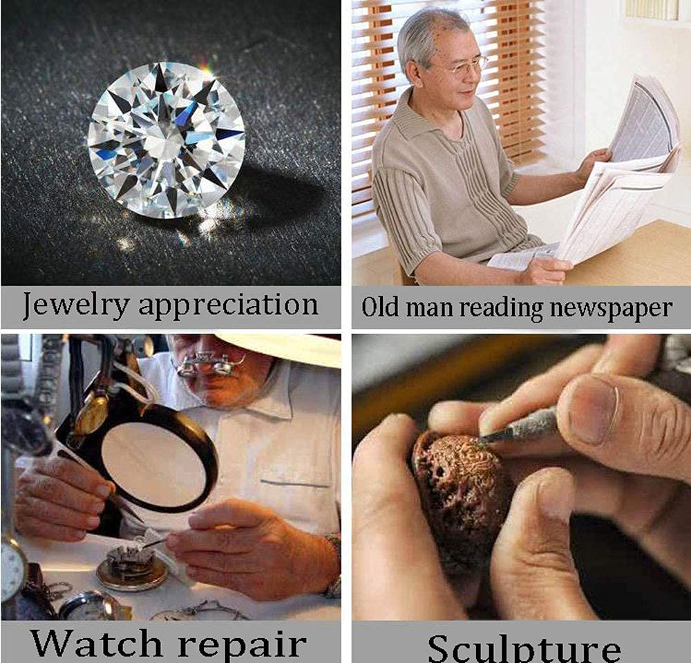 Ayudas para la visión HD: Lupa con Aumento Ajustable de 10X/15X/20X para Lectura, inspección, Soldadura, Costura, Reparaciones, Manualidades, joyería y análisis de Monedas.