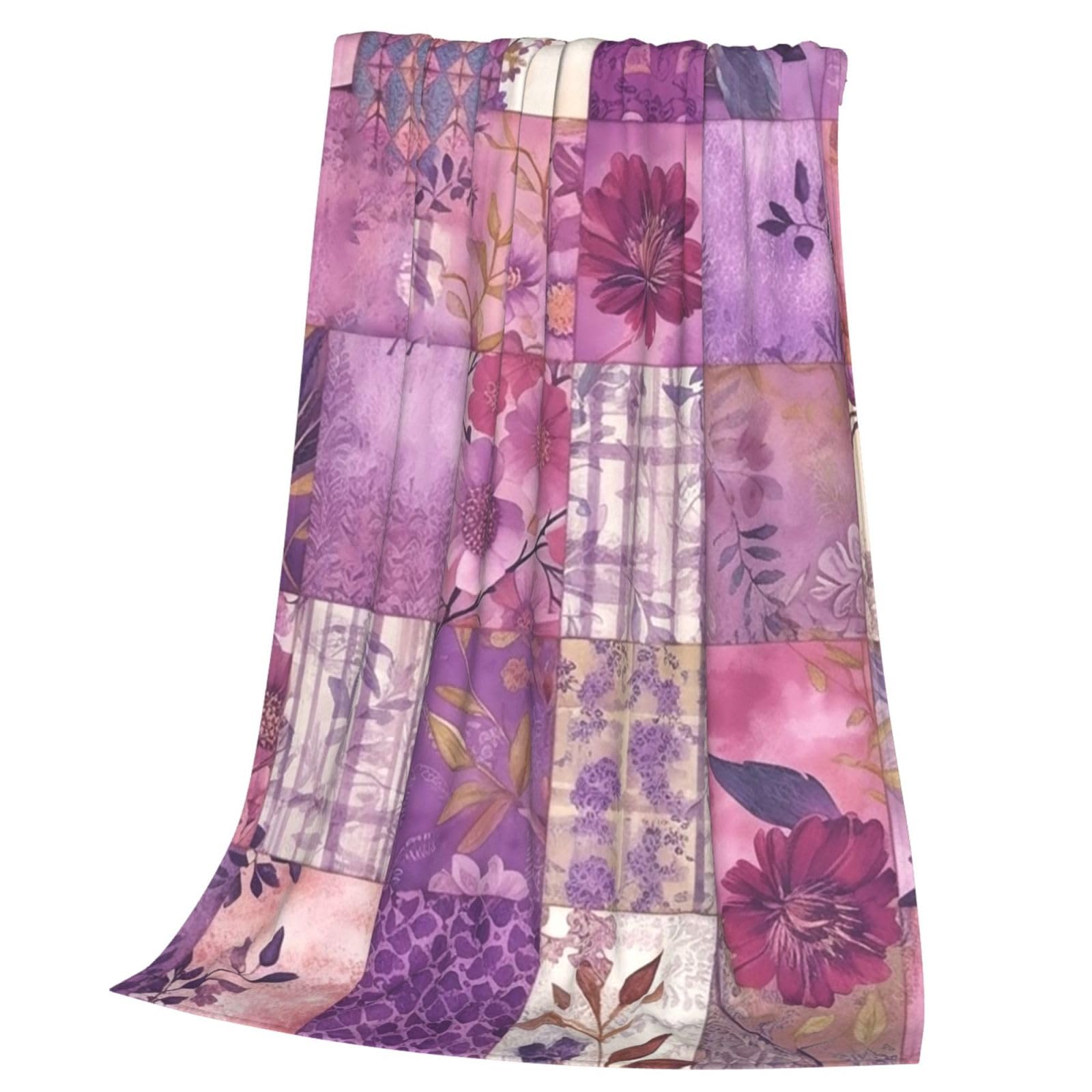 Couverture flanelle fleurs violettes idée cadeau plaid déco salon doux en microfibre