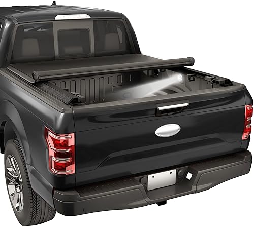 JDMSPEED Cubierta enrollable Tonneau para caja de camioneta compatible con Ford F-150 Tonneau 2015-2022, cubierta de caja de 8 pies (96 pulgadas)