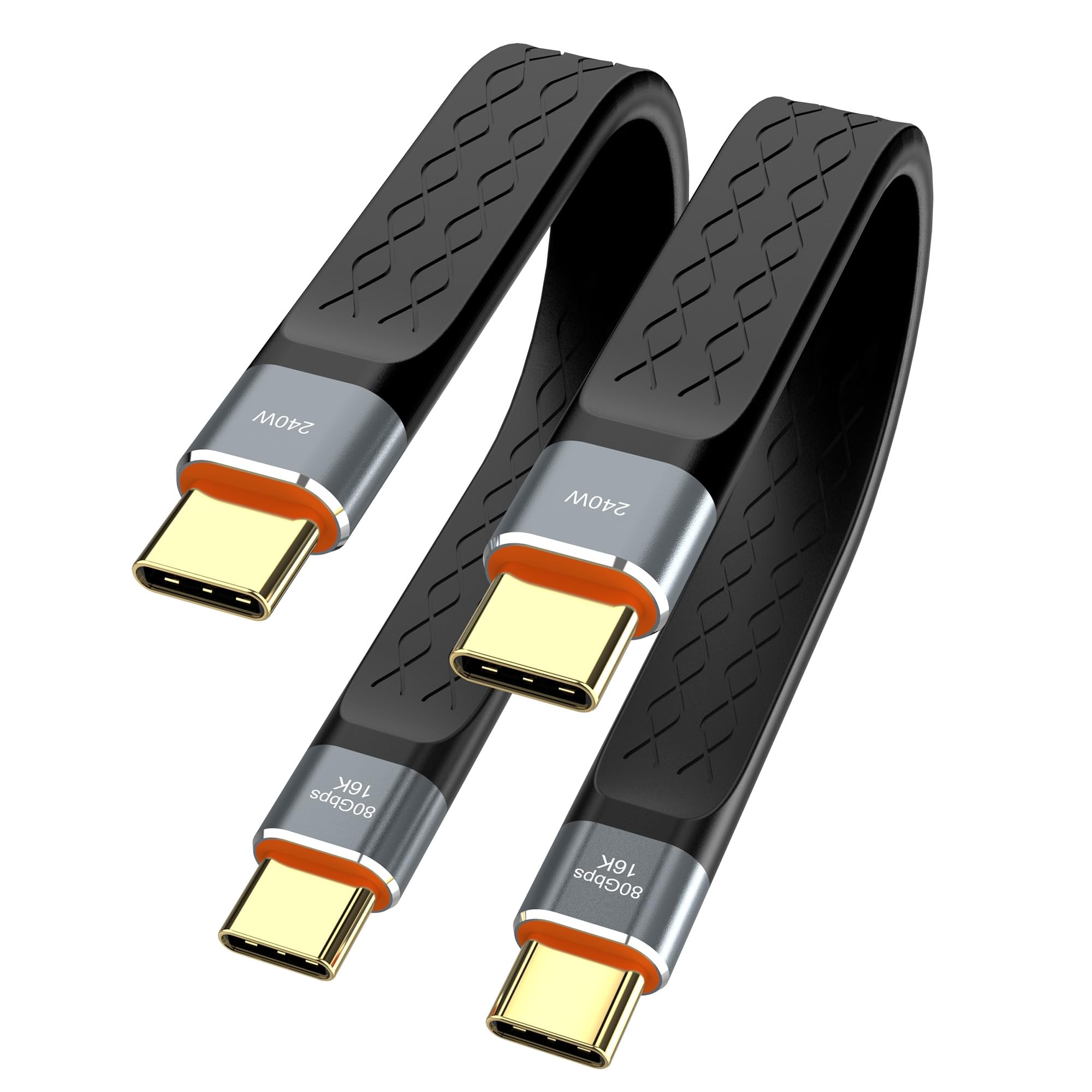 Thunderbolt 5 80Gbps 2pcs/Lot USB 4 Extension 12CM Flat Short Data Transmissions Cable Male to Male 240W Quick Charge 16K Video Connection Compatible