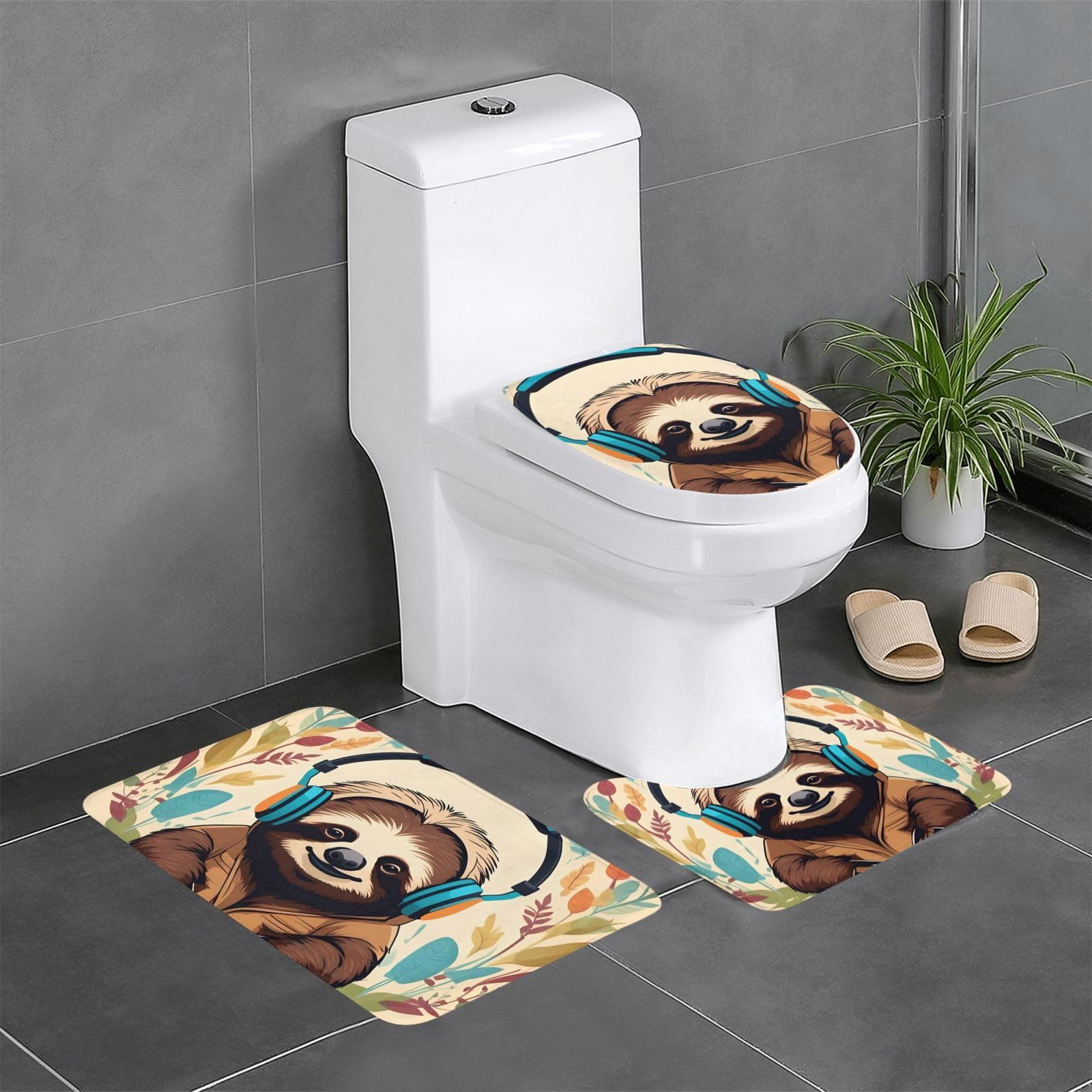 Tapis de bain paresseux lot de 3 pour toilettes et coiffeuse