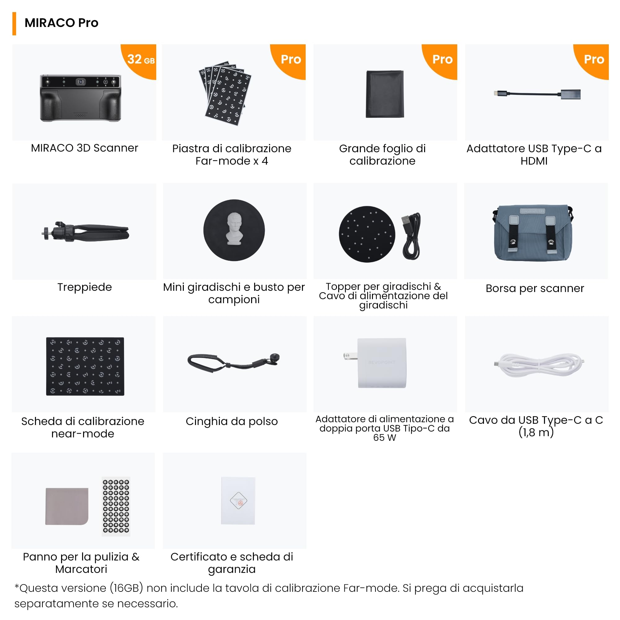 Revopoint MIRACO Pro Scanner 3D Portatile per Stampante 3D con Schermo Ribaltabile 180°, Batteria a Ricarica Rapida da 5000mAh, Precisione Fino a 0,02 mm, Adatto per Oggetti da Piccoli a Grandi, 32GB