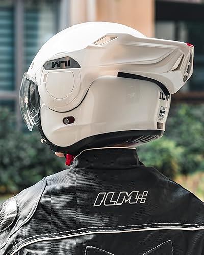 Miniatura 8 de ILM Casco modular de motocicleta vintage de cara completa para adultos y hombres, ATV UTV moto de nieve con protector de barbilla reversible de 180