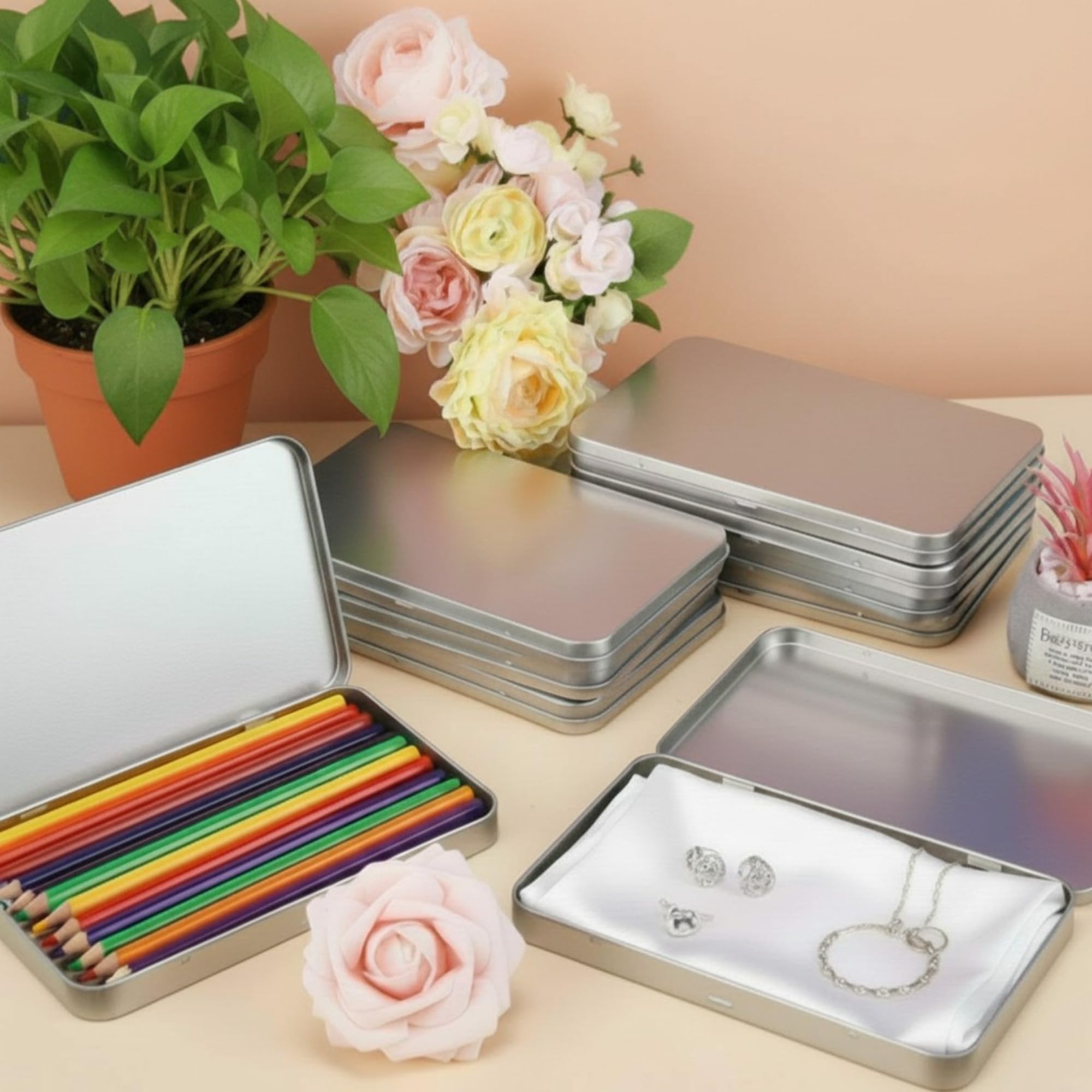 Metal Tin Boxes - 2 Pack for Storage & Organization -6