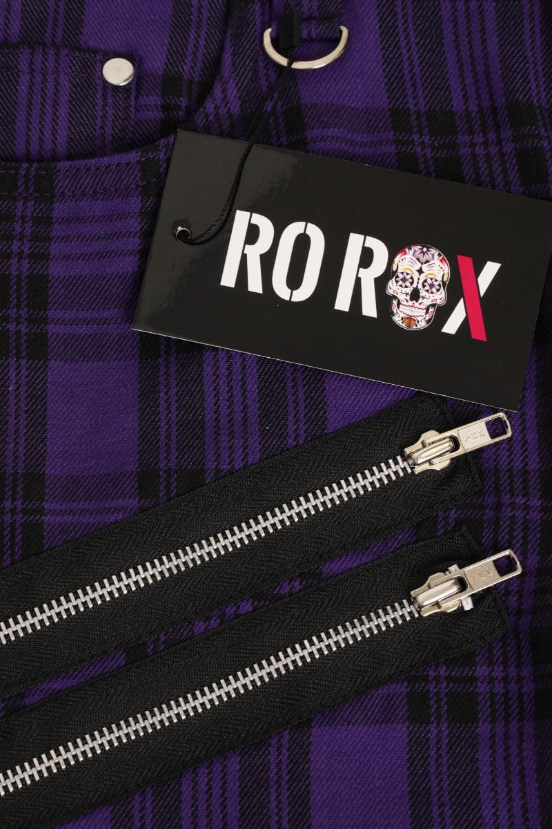 Ro Rox Unisex spodnie w kratę zwężane spodnie w kratę, emo punk, odzież gotycka dla mężczyzn i kobiet