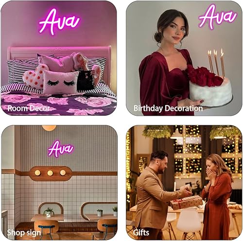 Miniatura 3 de WonderfulLife Ava - Letrero de neón personalizado para decoración de habitación, estética, decoración de pared, letrero de nombre de neón, letrero