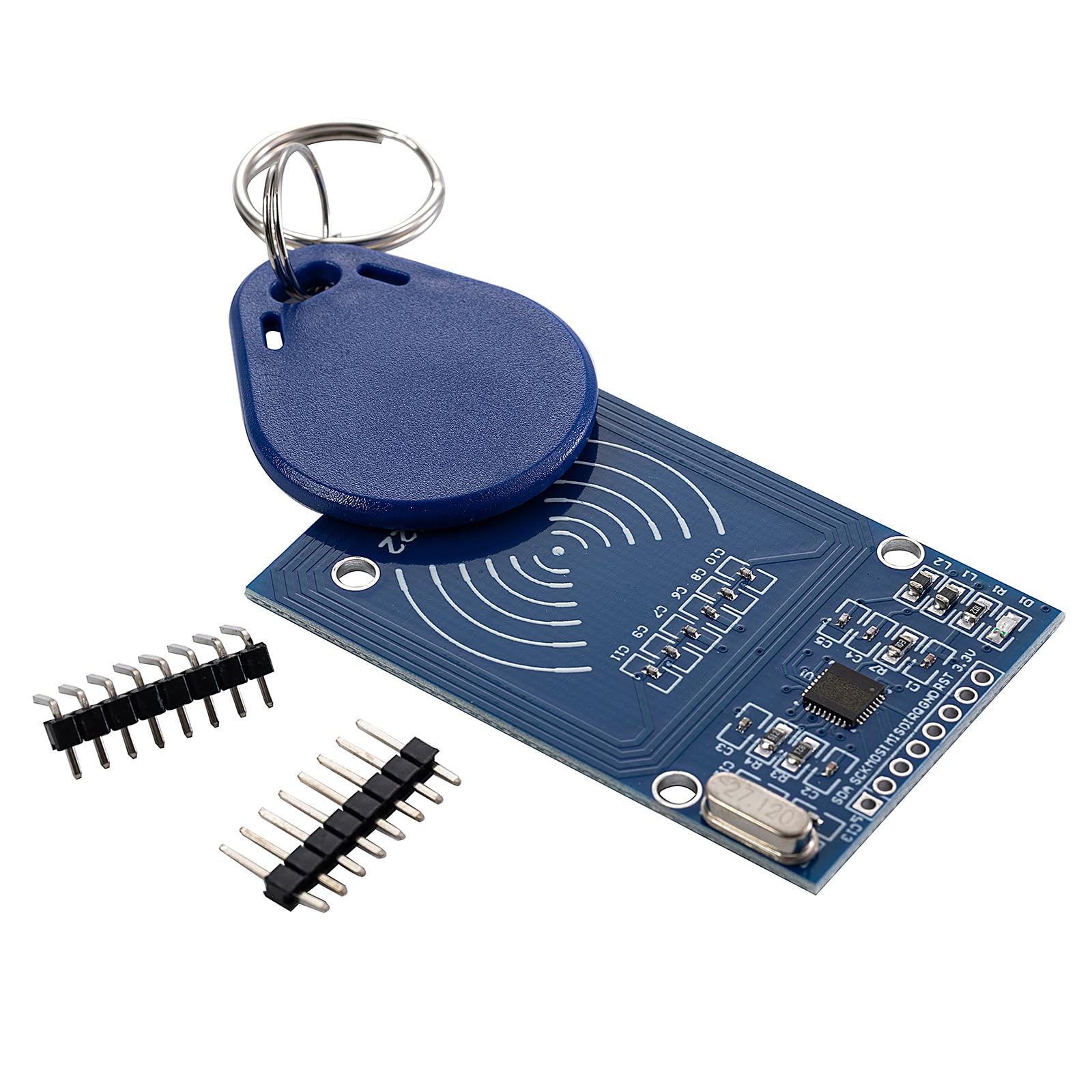 Kit RFID de 6 piezas: Mifare RC522 Módulo de sensor de tarjeta RF IC con tarjetas en blanco S50 y llaveros, compatible con Arduino y Raspberry Pi
