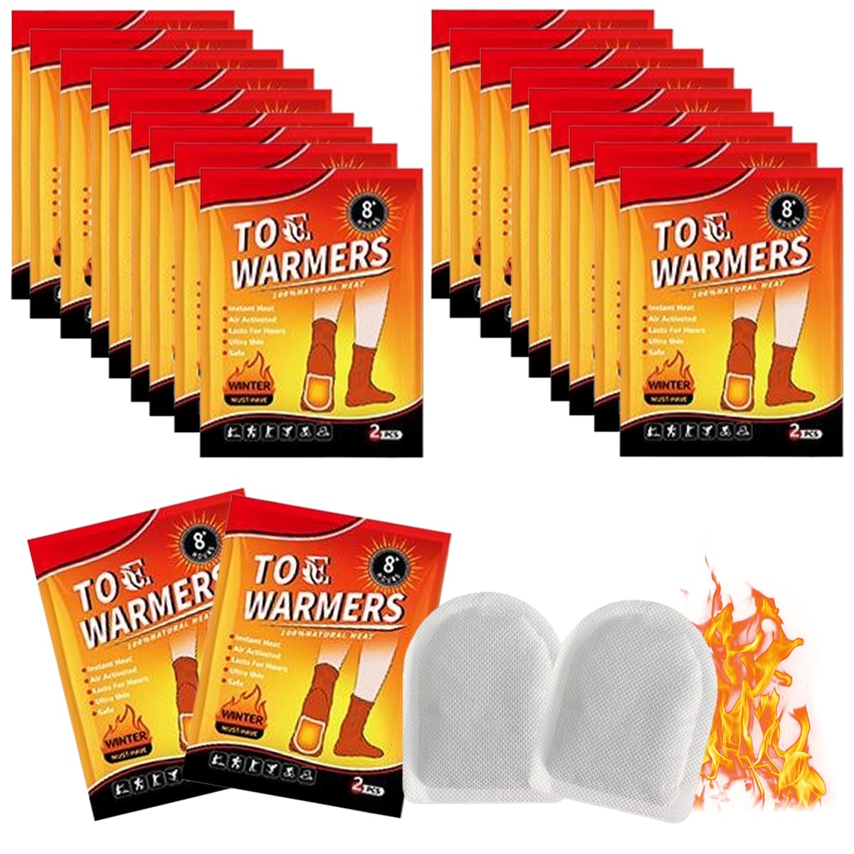 40 PCS Hand & Foot Warmers-Disposable Heat Pad,Hot Hands Hand Warmers, Long Lasting Safe Natural Odorless Air Activated Warmers,Perfect for Camping,Outdoor Skiing,Travel