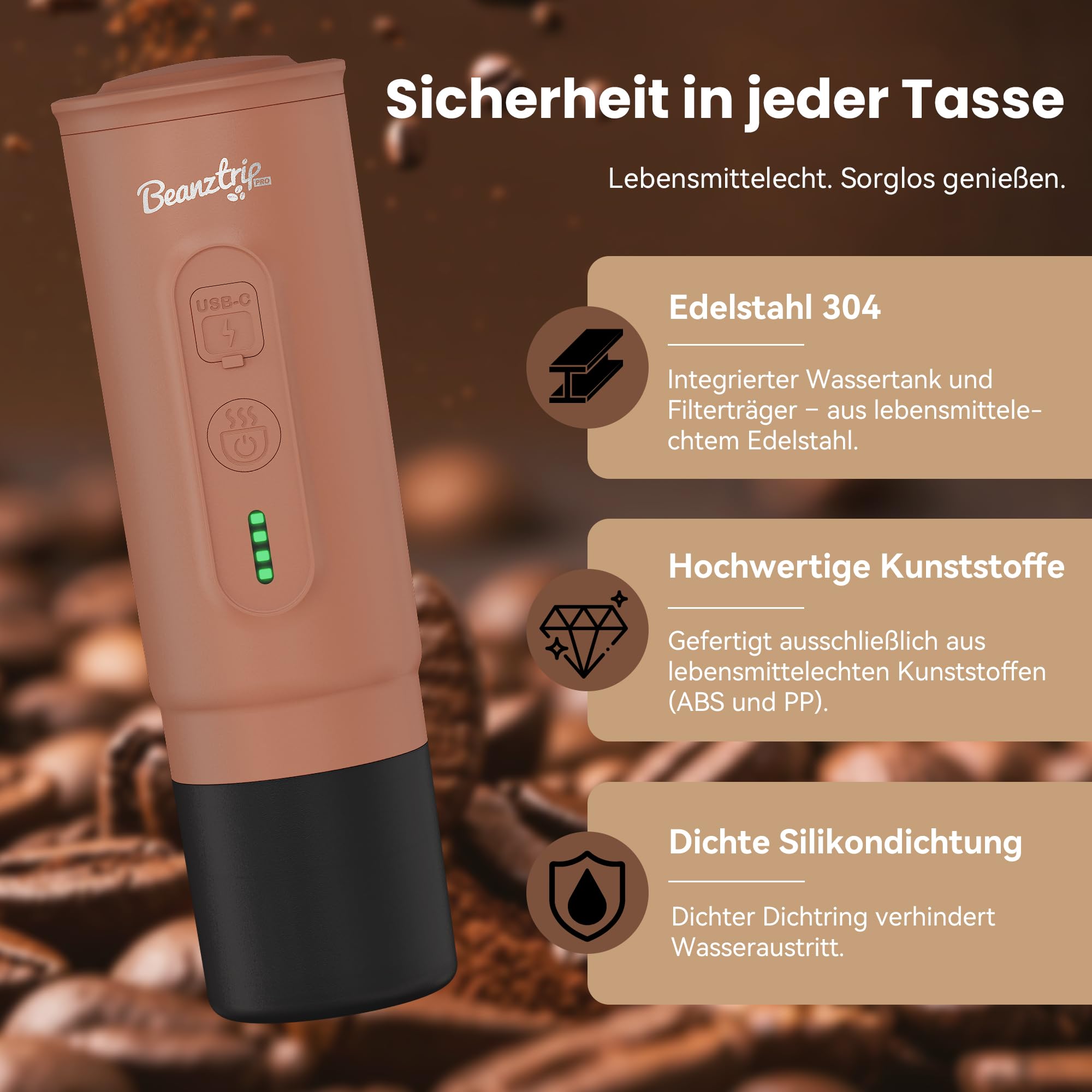 H02 PRO Macchina per caffè espresso portatile da viaggio, adatta a capsule NS e caffè macinato da campeggio con auto-riscaldamento, confezione regalo (mokamus)