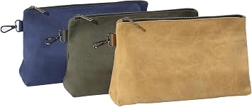 Waxed Canvas Tool Pouch, Heavy Duty Tool Bag with Smooth Zipper & Multipurpose Pouch Tote Bag with Carabiner