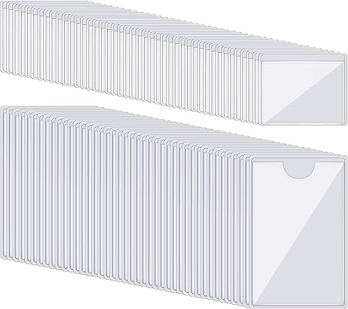 100 tarjeteros autoadhesivos para tarjetas de visita portaetiquetas adhesivas de plástico transparente para contenedores de almacenamiento cubos de