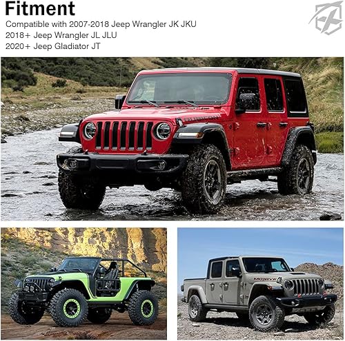 Miniatura 50 de Xprite Pestillos de aluminio morado para capó con bandera de Estados Unidos, kit de pestillos ajustables para capó compatible con Jeep Wrangler JK