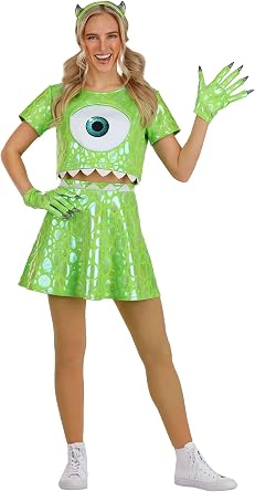 Womens Pixar Monsters Inc. Mike Wazowski Costume - Shirt, Skirt, Headband & Gloves