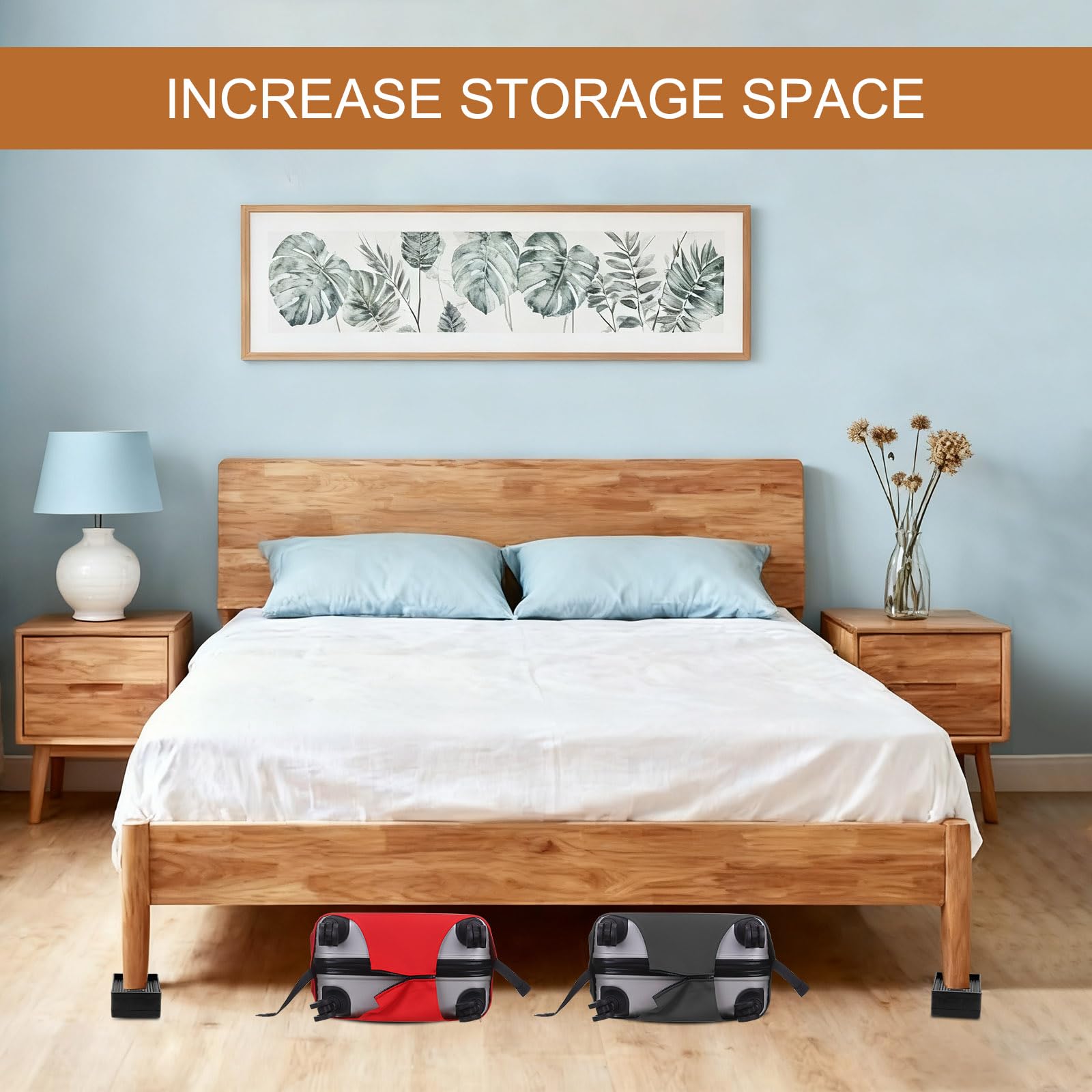 QUARKZMAN 4 Pcs Elevadores Cama Cuadrados Resistentes Y Apilables para Elevar 1.9 Pulgadas Y 3.2 Pulgadas Elevadores Muebles Plástico para Patas Escritorio Silla Mesa Refrigerador Marrón
