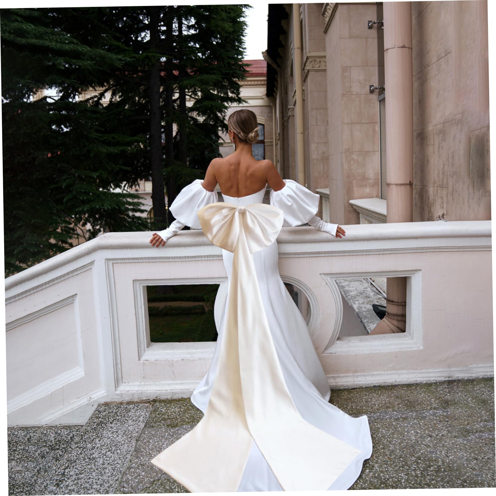 Big Bow für Kleid Satin Bogen für Brautkleider 67 '' Langer abnehmbarer Brautgürtel Doppelknoten Schärpe für Kleid für Braut Hochzeitszubehör