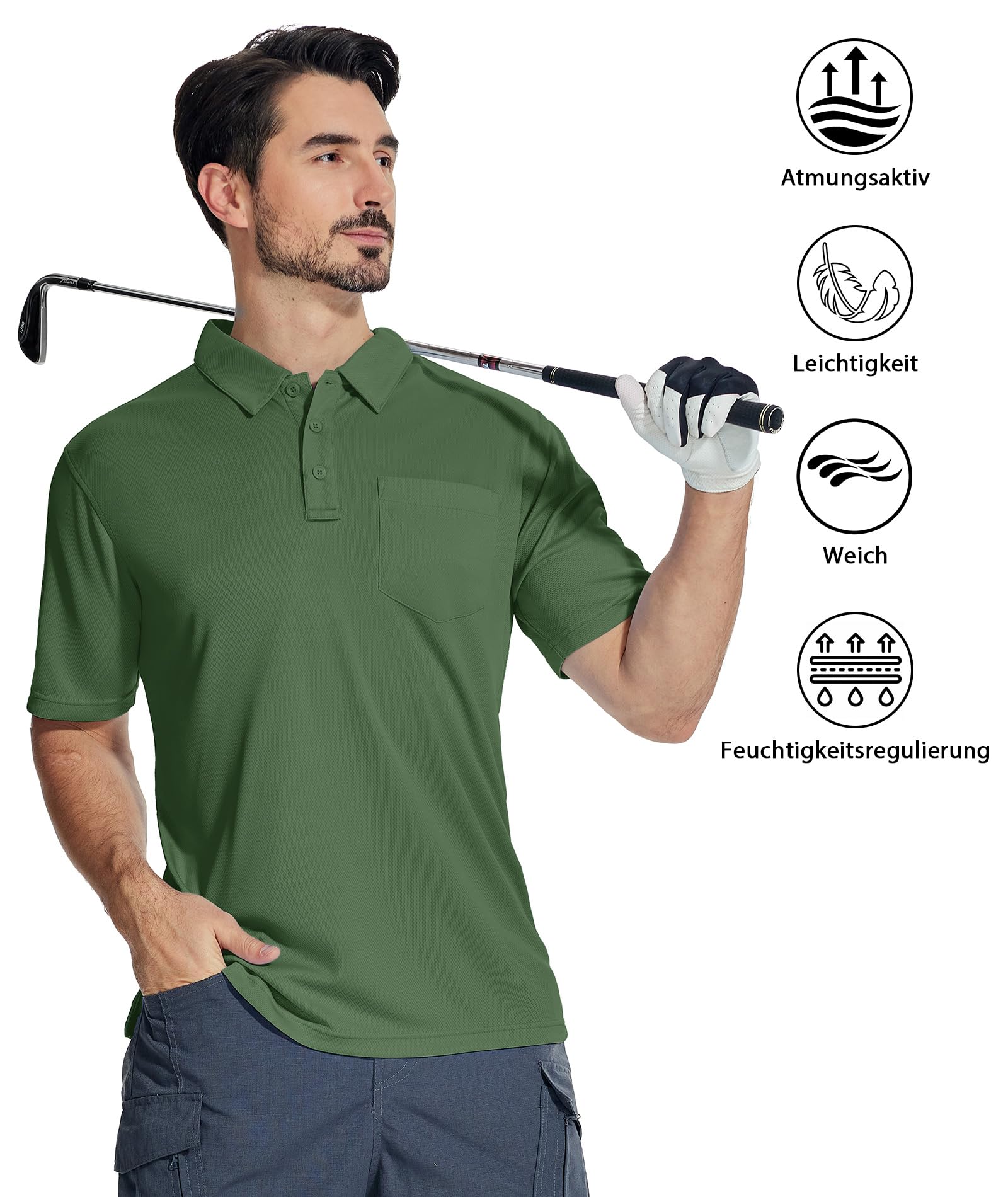 SwissWell 2er Pack Poloshirt Herren Kurzarm Golf Polo Shirt Männer T-Shirt Atmungsaktiv Polohemd