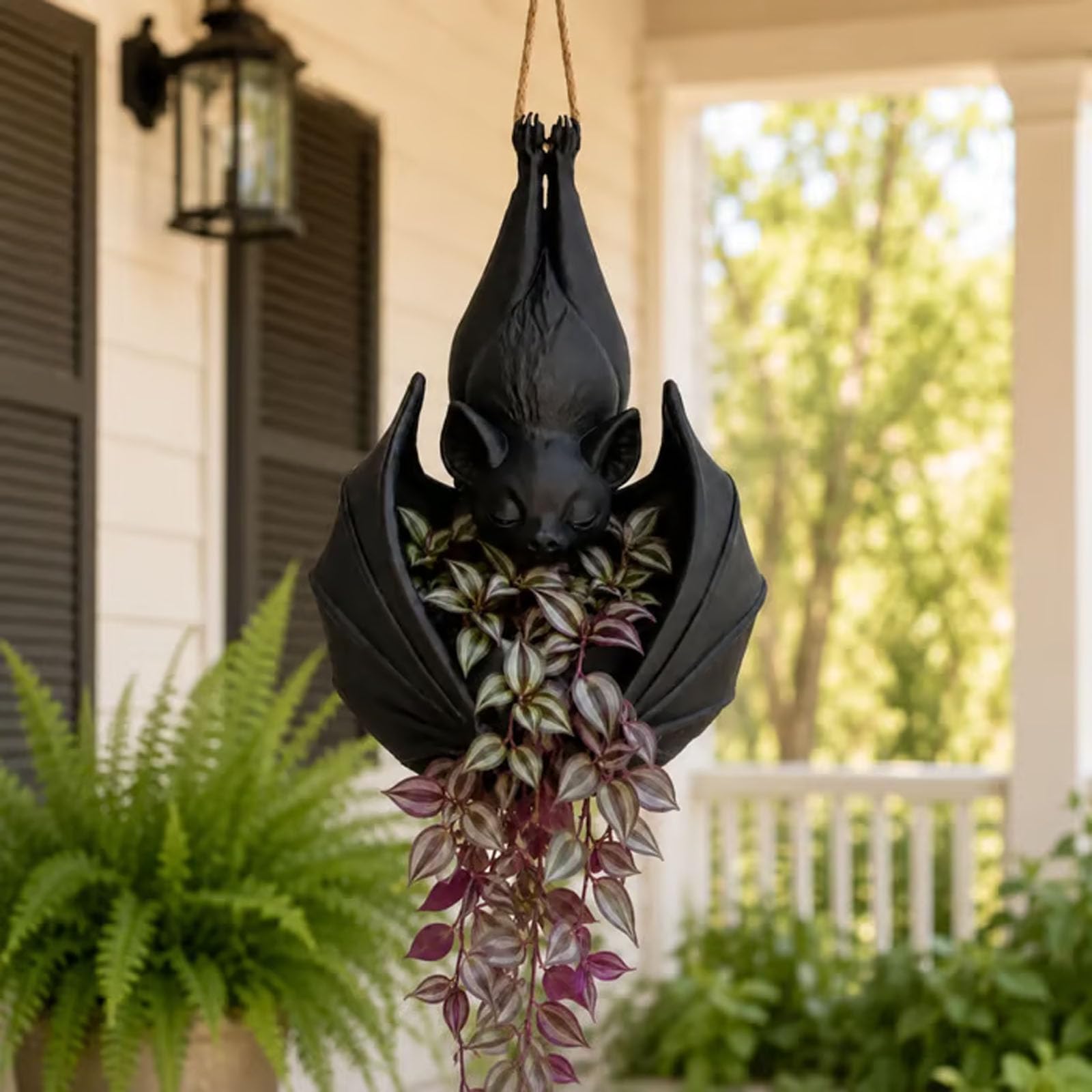 Hanging Bat Plant Pot, Gothic Bat Planter for Succulents Vines and Flower