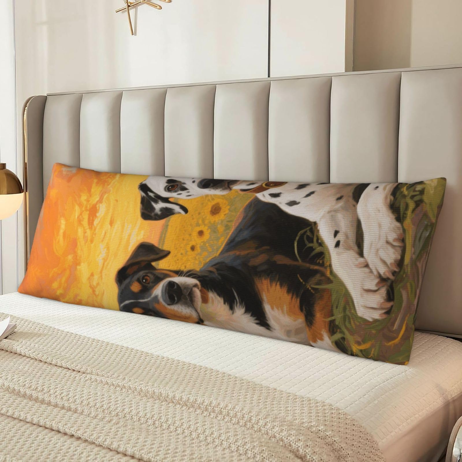 Dog Paint and Sunset Body Pillow Cover with Hidden Zipper 54"X20",Ultra Soft Microfiber Long Pillow Case Decorative Bedding Pillowcase Cushion Cover Cases for Bedroom Couch Sofa,Home Gifts