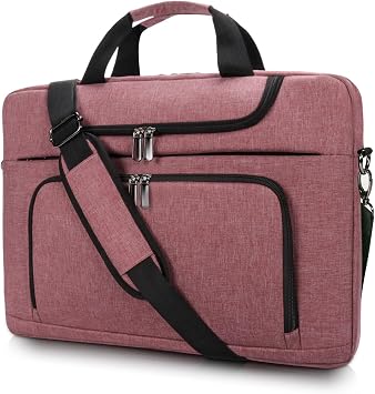 حقيبة كمبيوتر محمول من BERTASCHE مقاس 15.6 بوصة لحقيبة كمبيوتر للنساء حقيبة كمبيوتر محمول لحقيبة سفر الأعمال مع حزام الكتف ، أحمر وردي