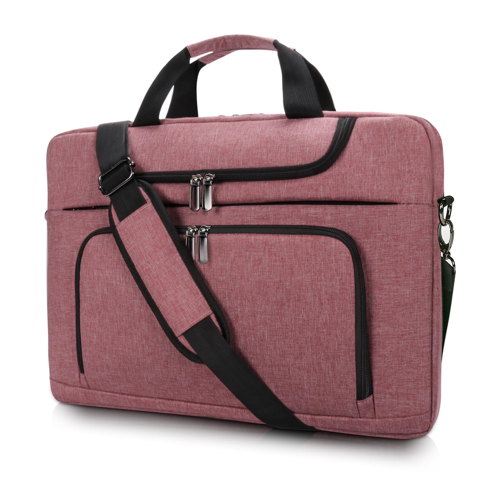 BERTASCHE Laptop Bag 15.6 inch for Women Computer Bag Laptop Case for Work Travel Business Briefcase w/Shoulder Strap,Rose Red