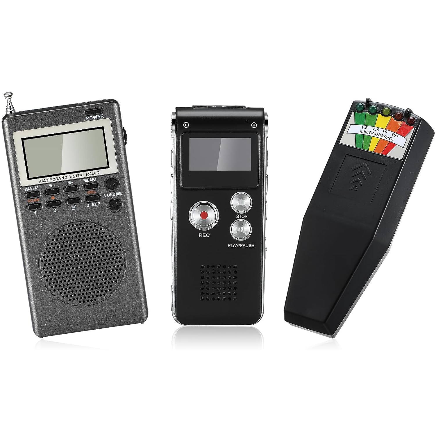Saillong 3 Pcs Ghost Hunting Equipment Include 1 Pcs Spirit Ghost Hunting Box 1 Pcs Digital Voice Recorder 1 Pcs LED Emf Magnetic Field Hunting Detector, Paranormal Research Tools
