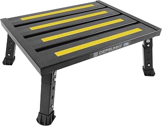 DEPSUNNY Adjustable Height Aluminum RV Step Stool - 1000 lb Capacity, Foldable Non-Slip Platform, Portable for RV, Truck, Camping