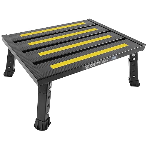 Adjustable Height Aluminum RV Step, Stable Foldable Platform Step Stool,