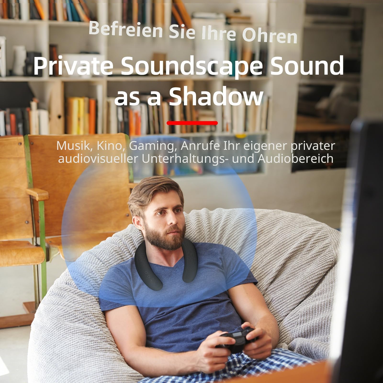 Smaloyd Bluetooth Lautsprecher Tragbarer, Wireless-Neckband-,Theater Stereo Surroud Ton, mit Mikrofon,Kabelloser für Sport im Freien,Mit Empfänger